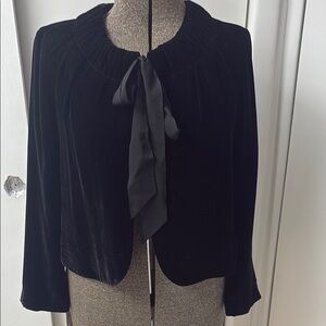Chic Black Velvet Jacket with Bow